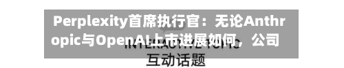 Perplexity首席执行官：无论Anthropic与OpenAI上市进展如何，公司均计划2028年IPO-第3张图片