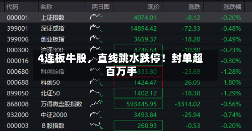 4连板牛股，直线跳水跌停！封单超百万手-第3张图片