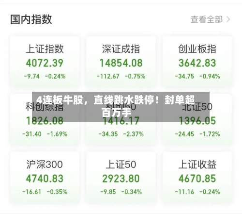 4连板牛股，直线跳水跌停！封单超百万手-第2张图片