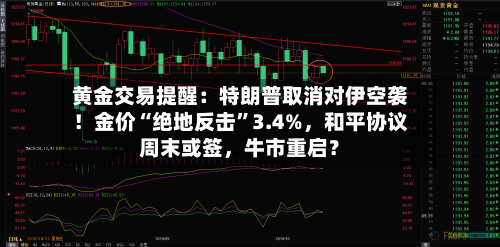 黄金交易提醒：特朗普取消对伊空袭！金价“绝地反击”3.4%	，和平协议周末或签，牛市重启？-第2张图片