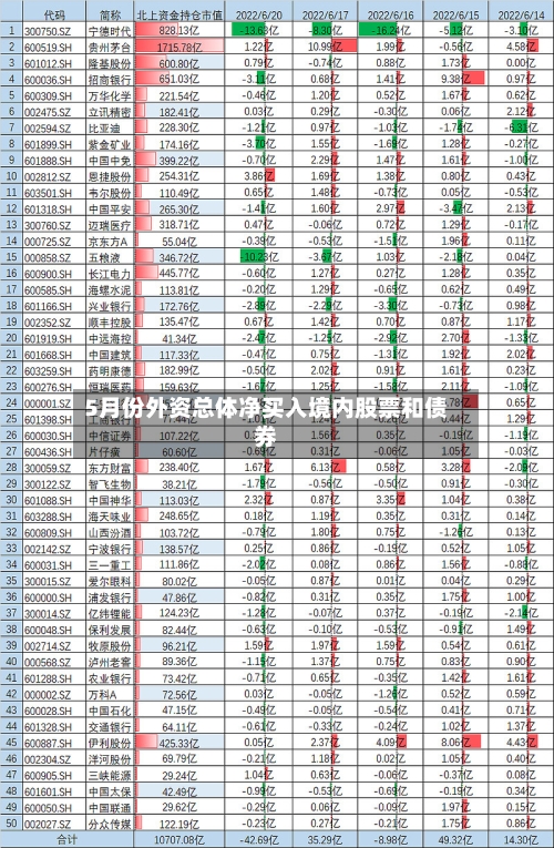 5月份外资总体净买入境内股票和债券-第2张图片