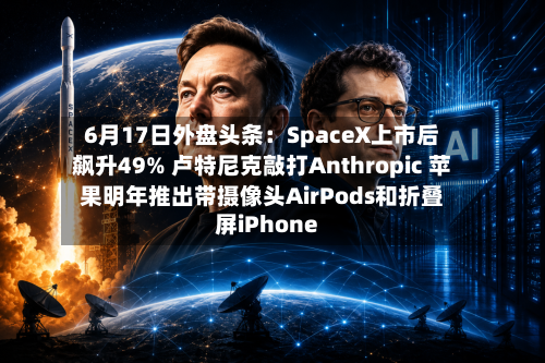6月17日外盘头条：SpaceX上市后飙升49% 卢特尼克敲打Anthropic 苹果明年推出带摄像头AirPods和折叠屏iPhone-第2张图片