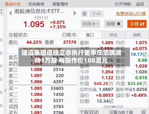 建滔集团遭独立非执行董事庄坚琪减持1万股 每股作价100港元-第2张图片