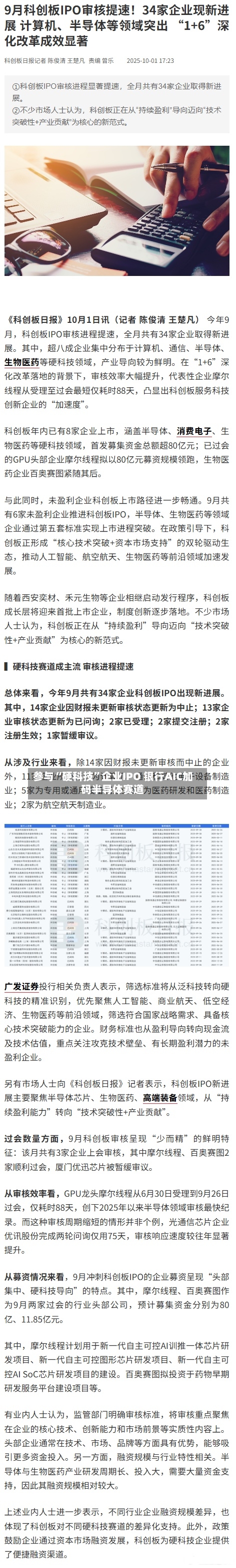 参与“硬科技	”企业IPO 银行AIC加码半导体赛道-第2张图片