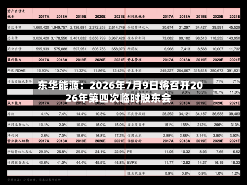 东华能源：2026年7月9日将召开2026年第四次临时股东会