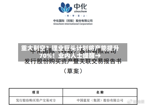 重大利空?锂业巨头计划将产能提升70%!业内人士提醒→-第2张图片