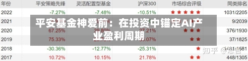 平安基金神爱前:在投资中锚定AI产业盈利周期