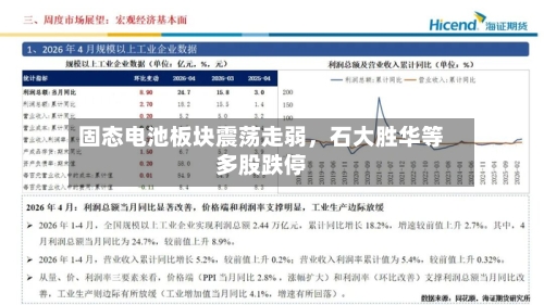 固态电池板块震荡走弱，石大胜华等多股跌停
